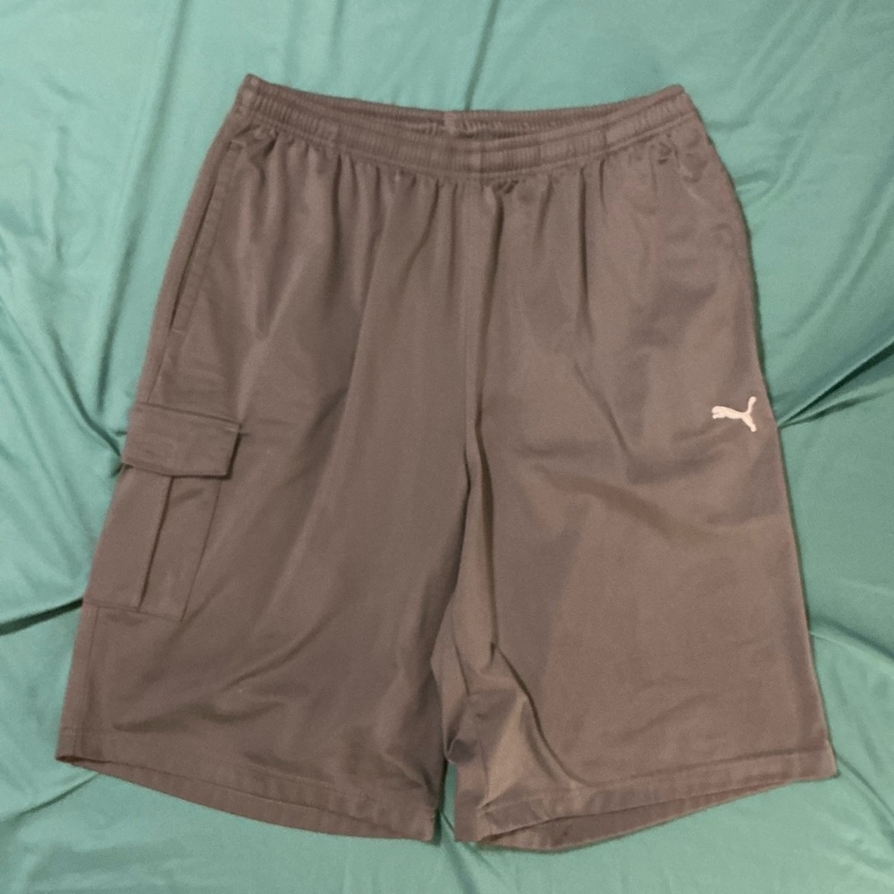Puma Gray Athletic Shorts with Elastic Waistband